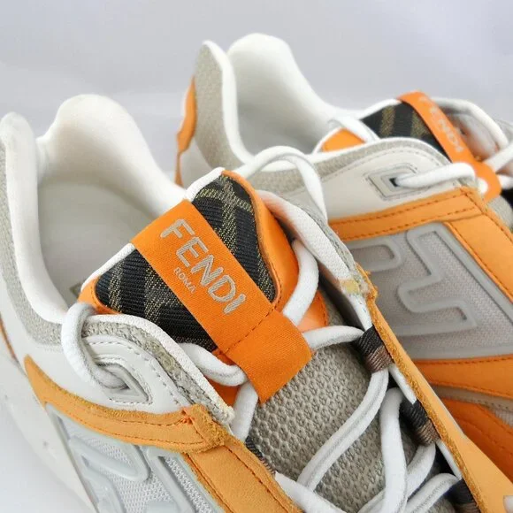 NIB$1350 FENDI FF-logo Textile Leather Faster Runner Low-Top Sneakers 12, US 13 - Picture 9 of 16